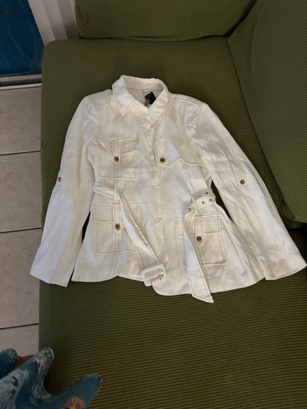 bebe Cream Utility Jacket with Belt